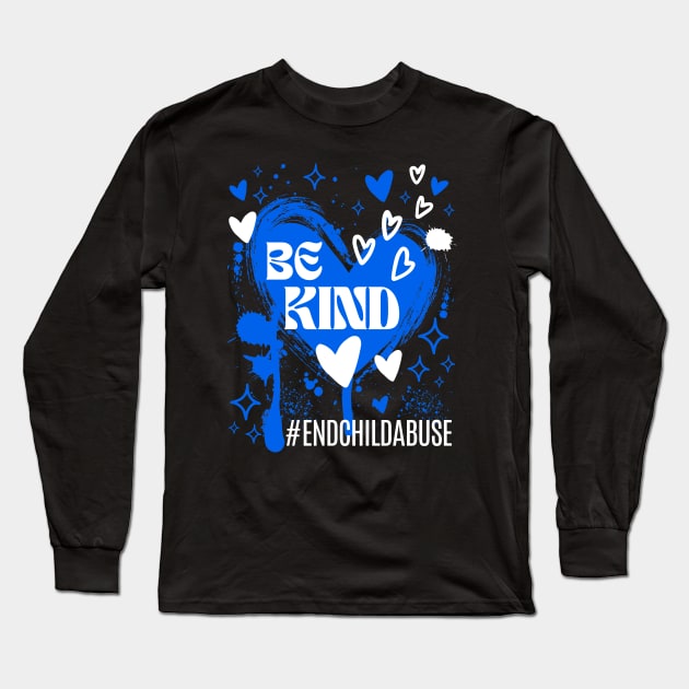 Be Kind End Child Abuse Awareness Long Sleeve T-Shirt by Point Shop